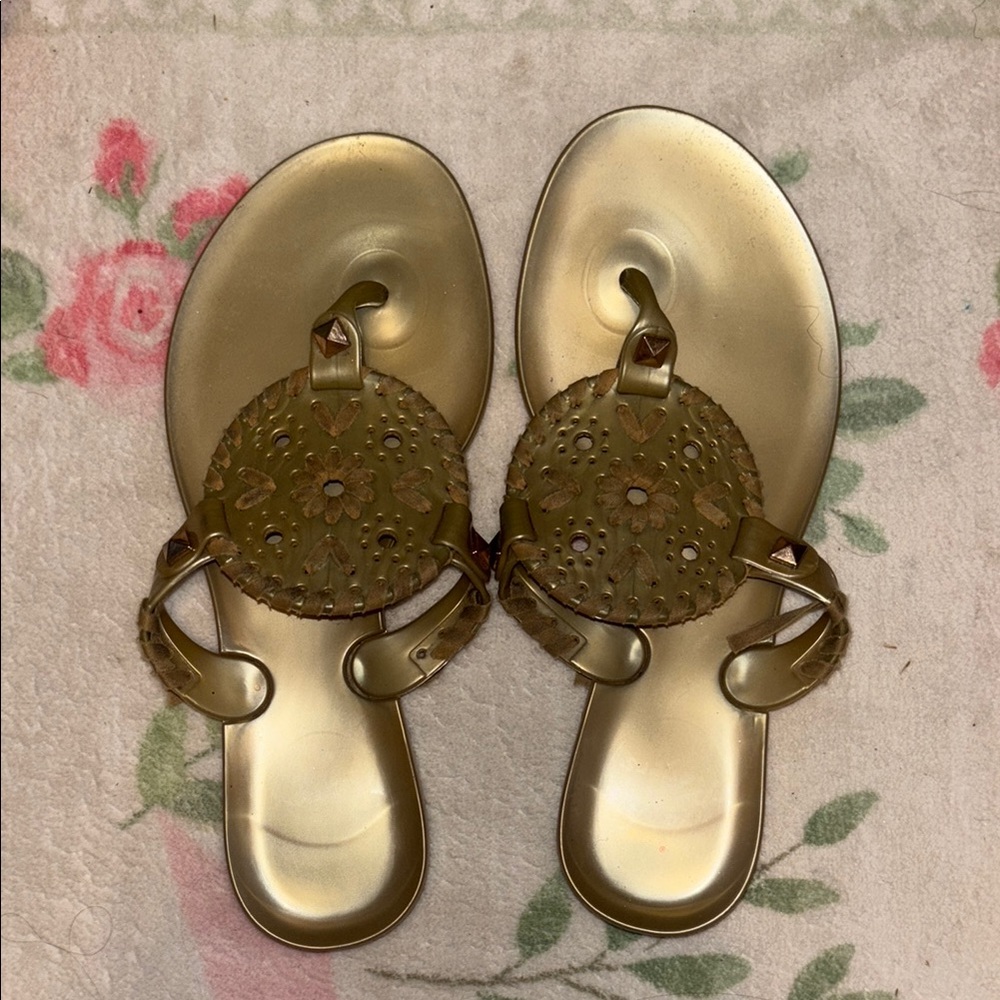 Women’s Gold Decorative Slide Sandals